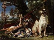 David de Coninck The hunter's trophy with a dog and an owl oil painting
